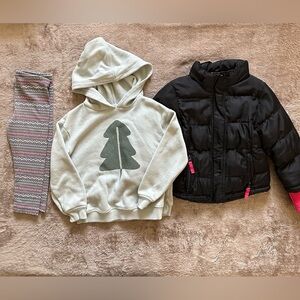 Toddler Little Girl Winter Snow Puffer Jacket Hooded Sweater Coat Leggings 2T